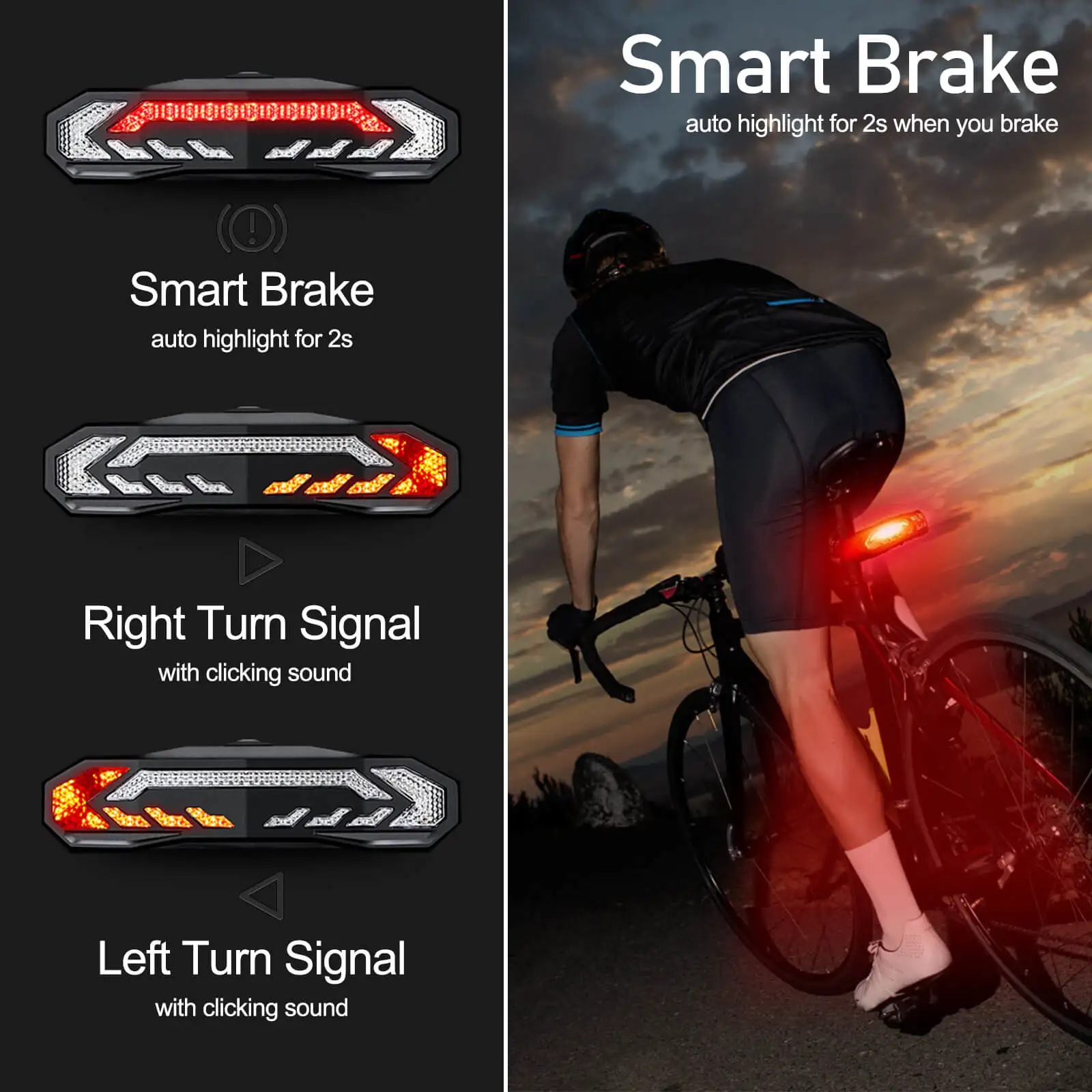 Smart Bicycle Alarm Taillight With Remote Control Vibration Alarm Anti-theft Waterproof Automatic Induction Bike Lamp