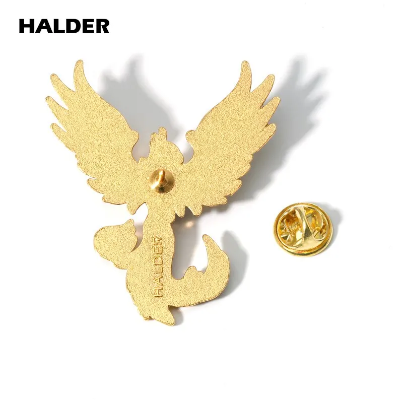 HALDER Fire Phoenix Flies Legends of Mountains and Seas Metal Enamel Brooch Lapel Pin Backpack Costume Canvas Bag Badge Gift