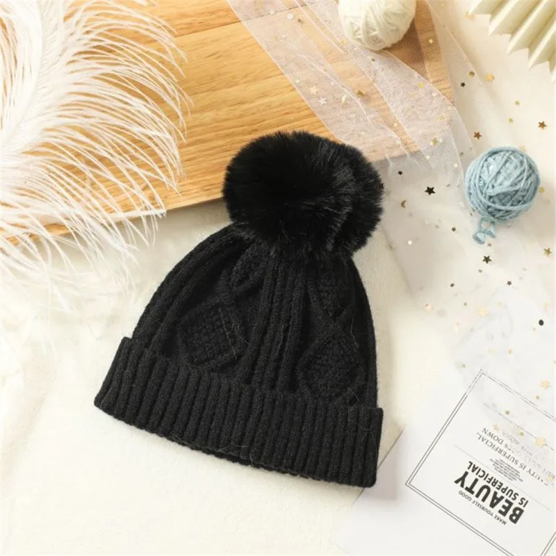 Winter Warm Big Pompom Baby Knitted Hat Cute Hairball Newborn Infant Boys Girls Hat Bonnet Solid Color Kids Cap Beanie Gorras