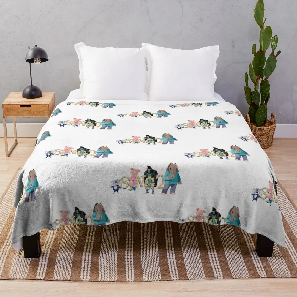 

SING 2 -CHARACTERS Throw Blanket Bed Flannel Fabric Blankets