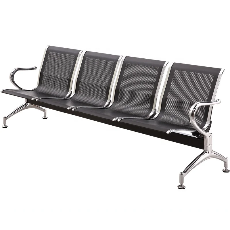 

Modern 4-Seater Reception Bench Chair Stainless Steel Metal Waiting Chair for Outdoor Use Hospital Medical Clinic Airport
