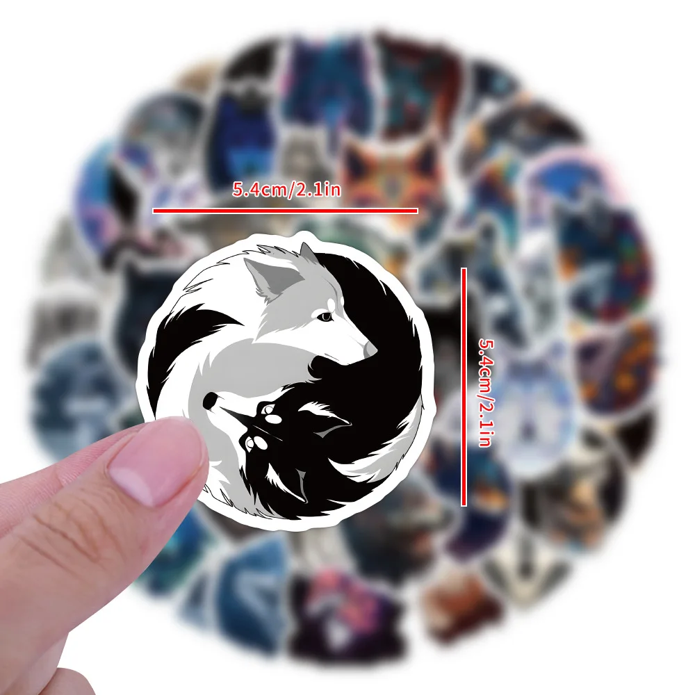 60 قطعة صورة كرتونية على شكل وحش الذئب DIY على شكل حيوان خربش للكمبيوتر المحمول كوب ماء لوح التزلج iPad ملصق مضاد للمياه لعبة أطفال