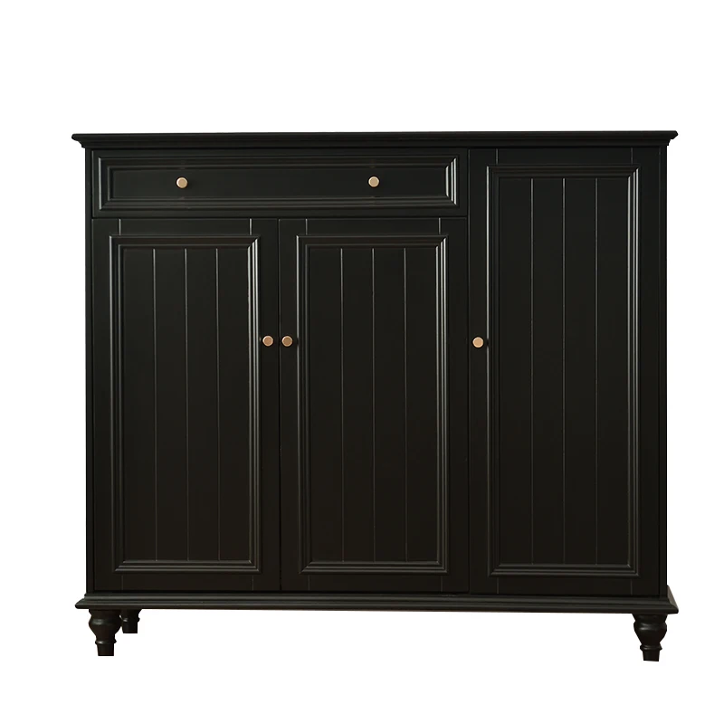 

American rural shoe cabinet, solid wood black light luxury two or three doors ultra-thin entrance living room door