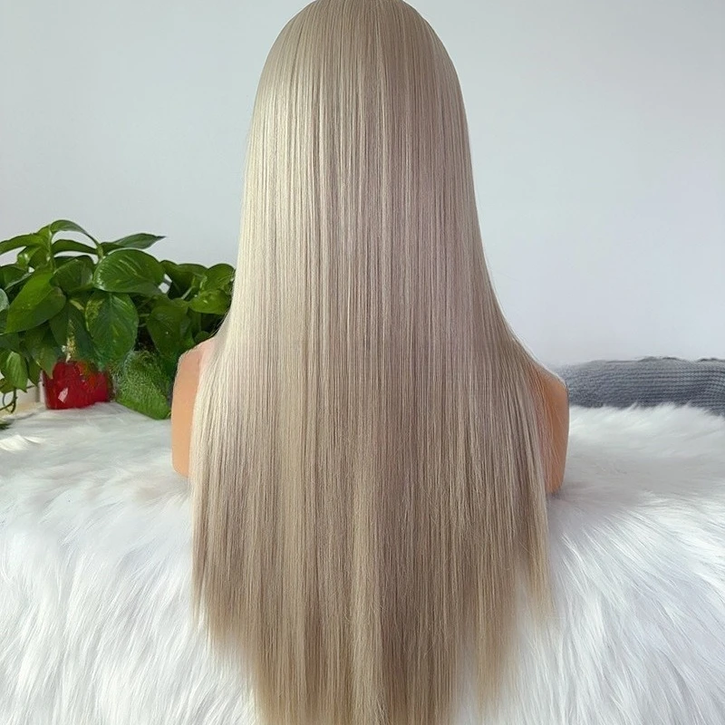 Asblonde Kanten Voorkant Pruik voor Vrouwen 13*4 Kant Frontaal 26 inch Lang Steil haar Pruik 180% Dichtheid Synthetische Kant Pruiken Dagelijks gebruik