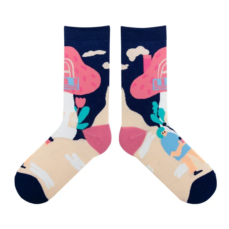 New Fashion Japanese Harajuku Happy Cartoon Socks woman Trend Male Stockings Funny Harajuku Fruit Socks Lovely Art Socks