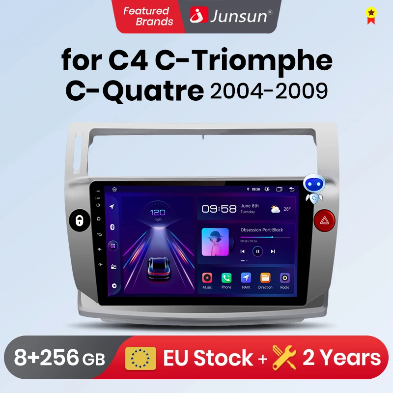 Junsun V1 Plus Car Radio For Citroen C4 C-Triomphe C-Quatre 2004 - 2009 wireless CarPlay Android Auto No 2 din 2din DVD