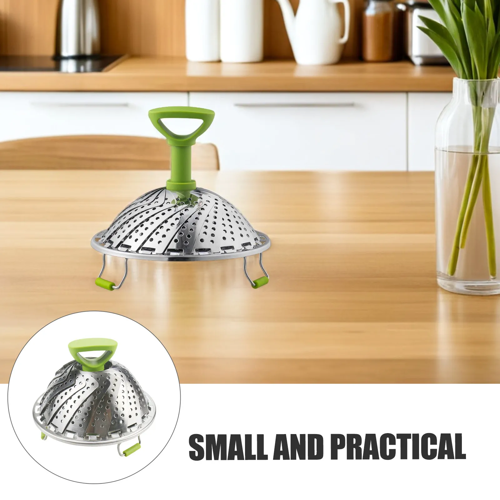 

Корзина-пароварка из нержавеющей стали для овощей, 5,5-8,84 дюйма, складная конструкция, решетка для приготовления на пару морепродуктов и овощей, портативная