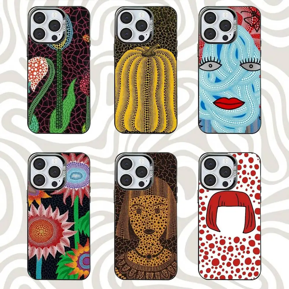 

Kusama Yayoi Phone Case For iPhone 16,15,14,13,12,11,Mini,Pro,SE,MAX Black Matte Shockproof Cover