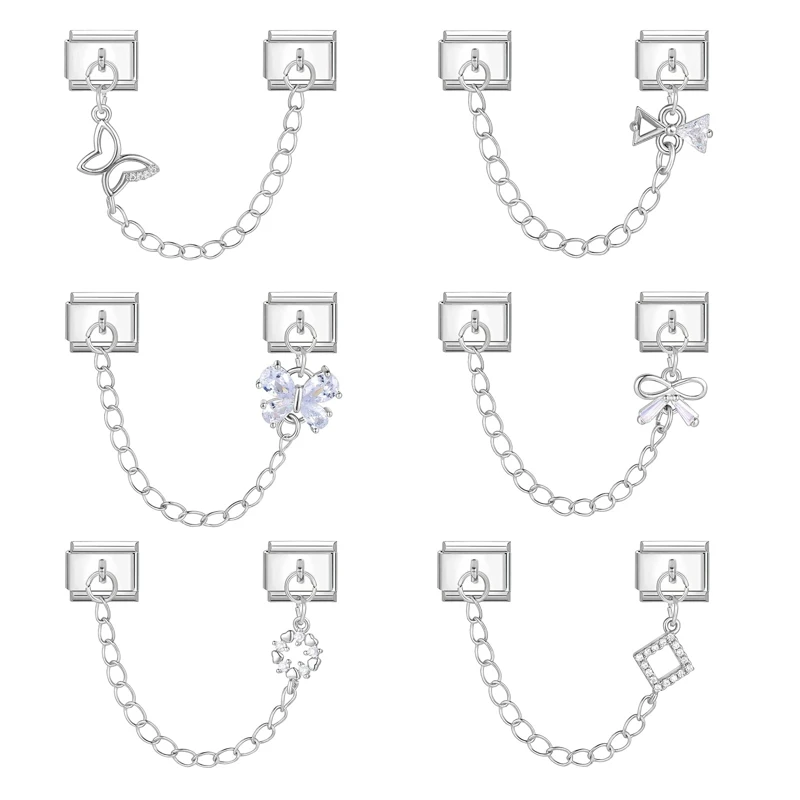 2pcs Y2K Charm Fish Moon Love Flowers Stars Italian Charm Links Fit 9mm Bracelet Stainless Steel DIY Jewelry Making Wholesale