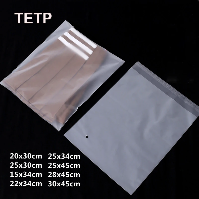 TETP 100Pcs Frosted Self Adhesive Bags Dress Shirt Jeans Gift Packaging Home Storage Favors EVA Soft Pastic Bag Thicken