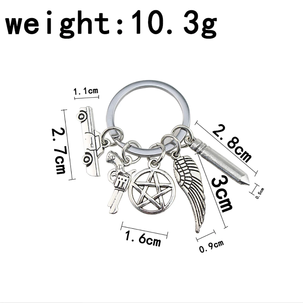 Fashion Movie Supernatural Keychain Dean Sun Pendant Keychain Retaining Ring Unisex Pentagram Metal Keychain - view 6