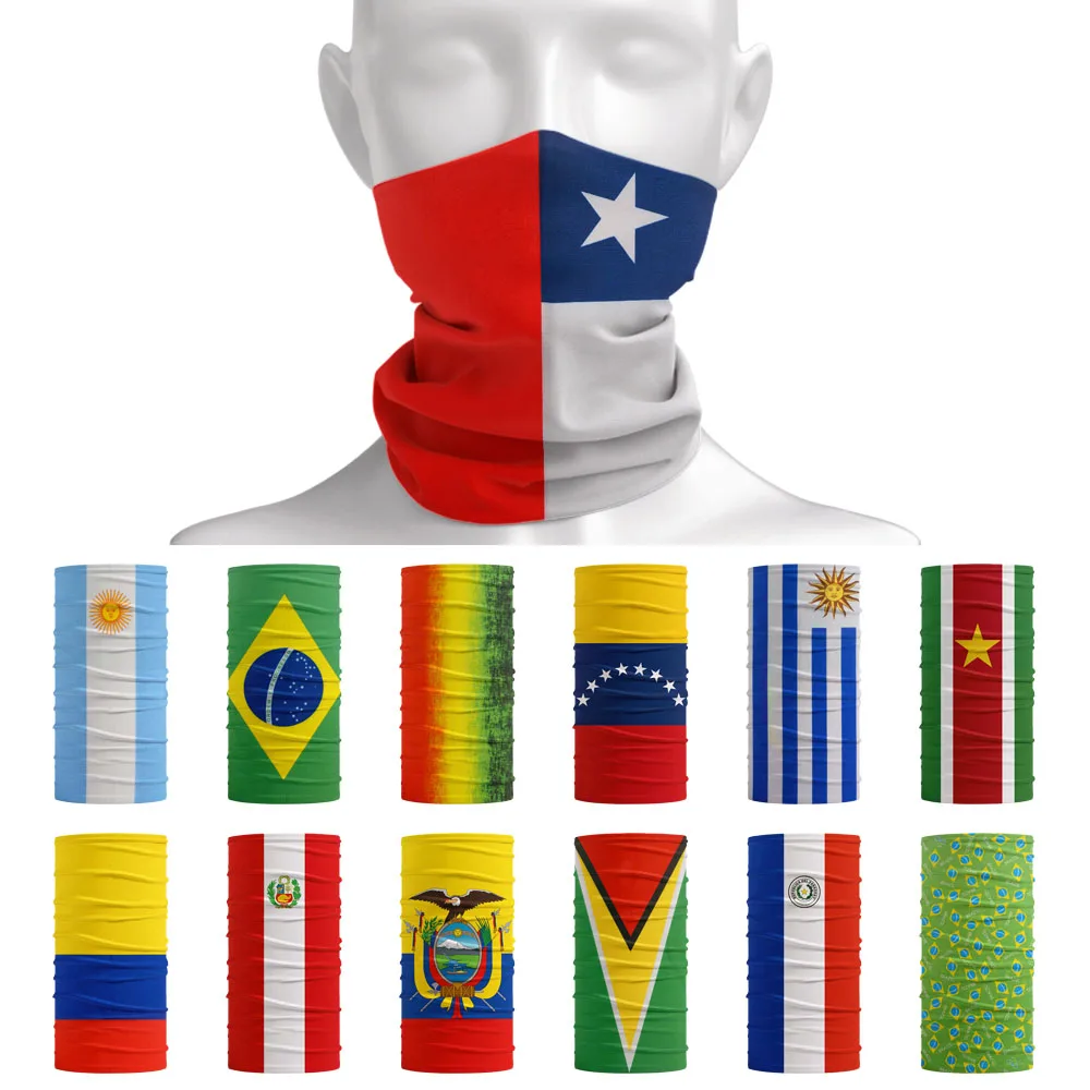 South American National Flags Neck Gaiter Seamless Headband Bandana Breathable Women Hiking Camping Face Cover Men Cycling Scarf