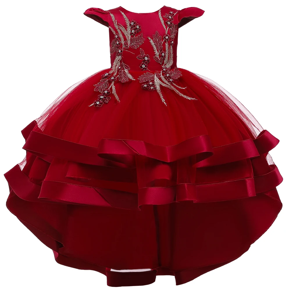 Children's dress princess dress in the big girl big tail model runway dress wedding dress piano performance puffy skirt