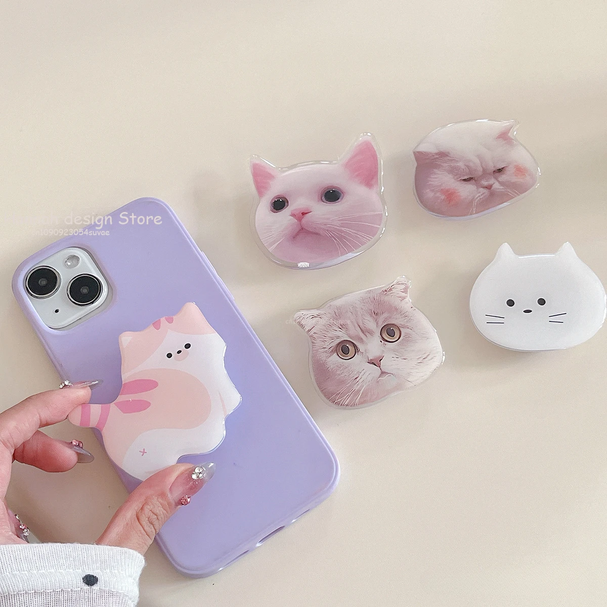 

Новая пластиковая акриловая телескопическая подставка для подушки безопасности для мобильного телефона «сделай сам», задняя палка с мультяшным котом, милая подставка для мобильного телефона, аксессуары