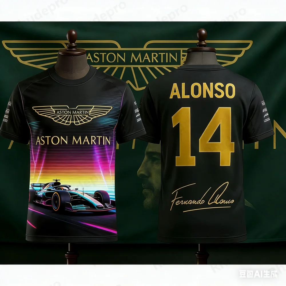 

Aston Martin T-Shirt Lance Stroll 14 Alonso Jersey Motorcycle Lance Stroll 18 Short-sleeved Sportswear Fans Special Edition