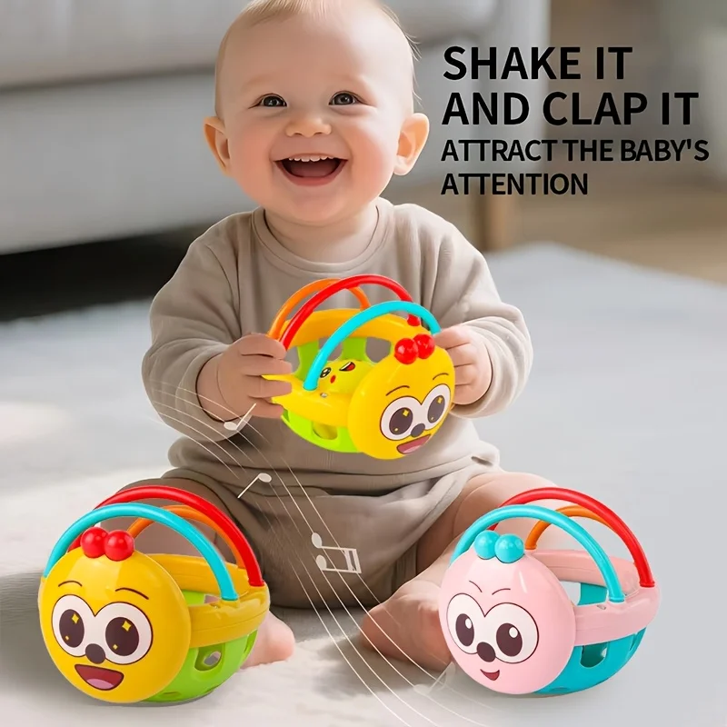 لعبة جرس القابضة للأطفال - لعبة التطوير الحسي التفاعلية للرضع والأطفال الصغار، تصميم حيوانات ملون