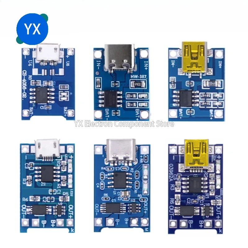 20PCS TP4056 18650 3.7V 4.2V Lithium Battery Charger Module Charging Board With Protection Dual Functions 1A Li-ion Mirco