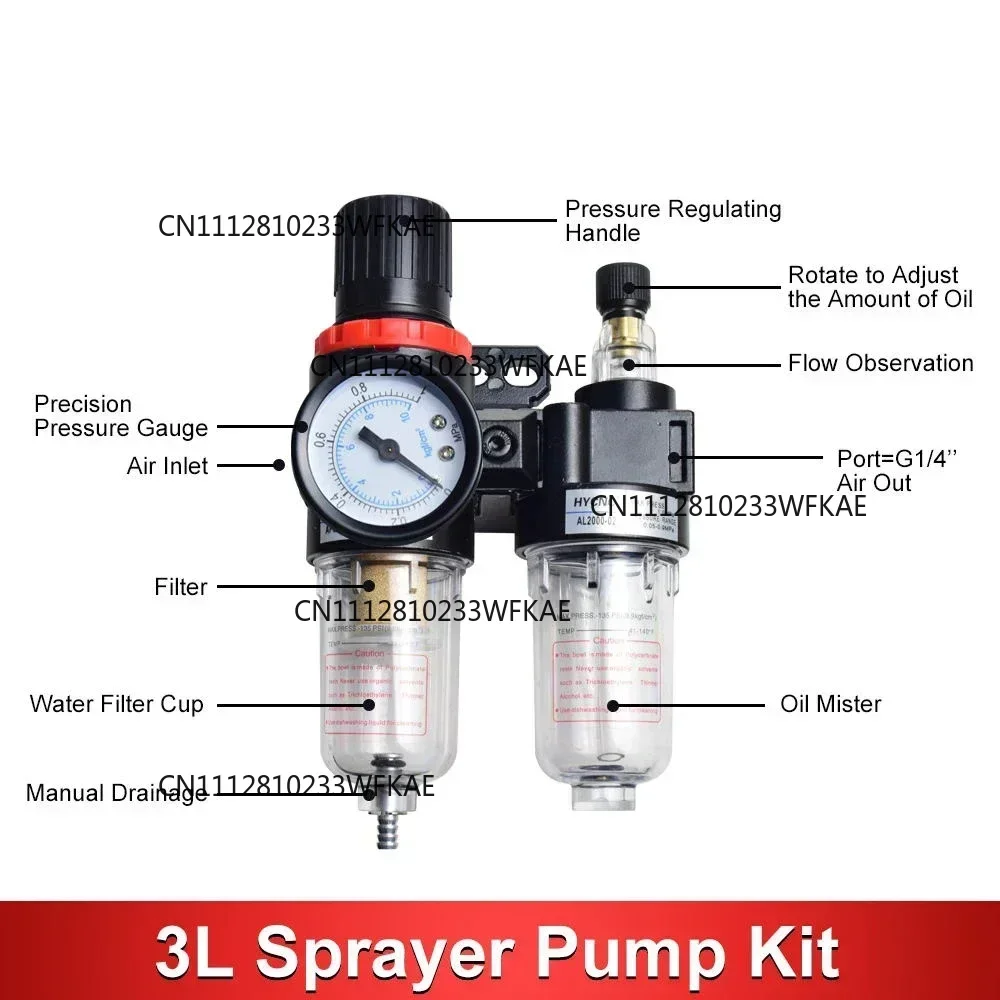 CNC Machine Tool Pneumatic Sprayer Water Pipe Oil Pump Lubrication System Low Pressure Water Spray Transparent 3L Oil Tank
