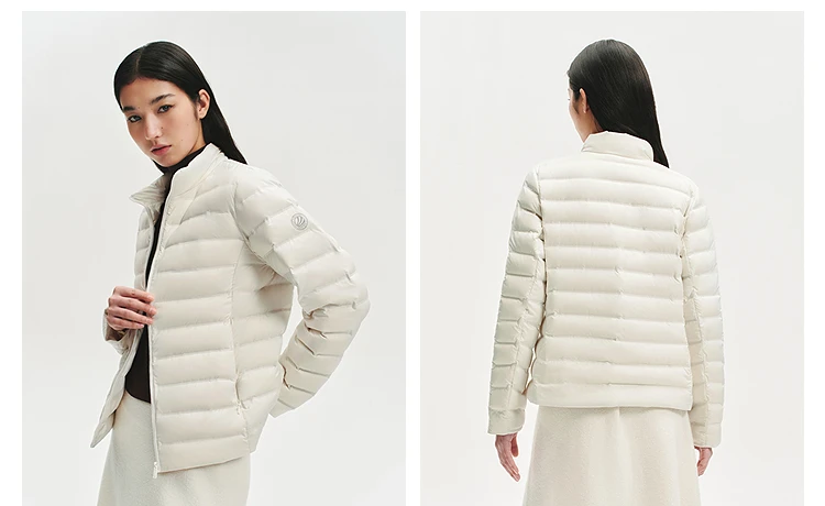 BOSIDENG Women Stand Collar Quilted Goose Down Jacket Cloud Light Slim Minimalist Warm Portable Outerwear