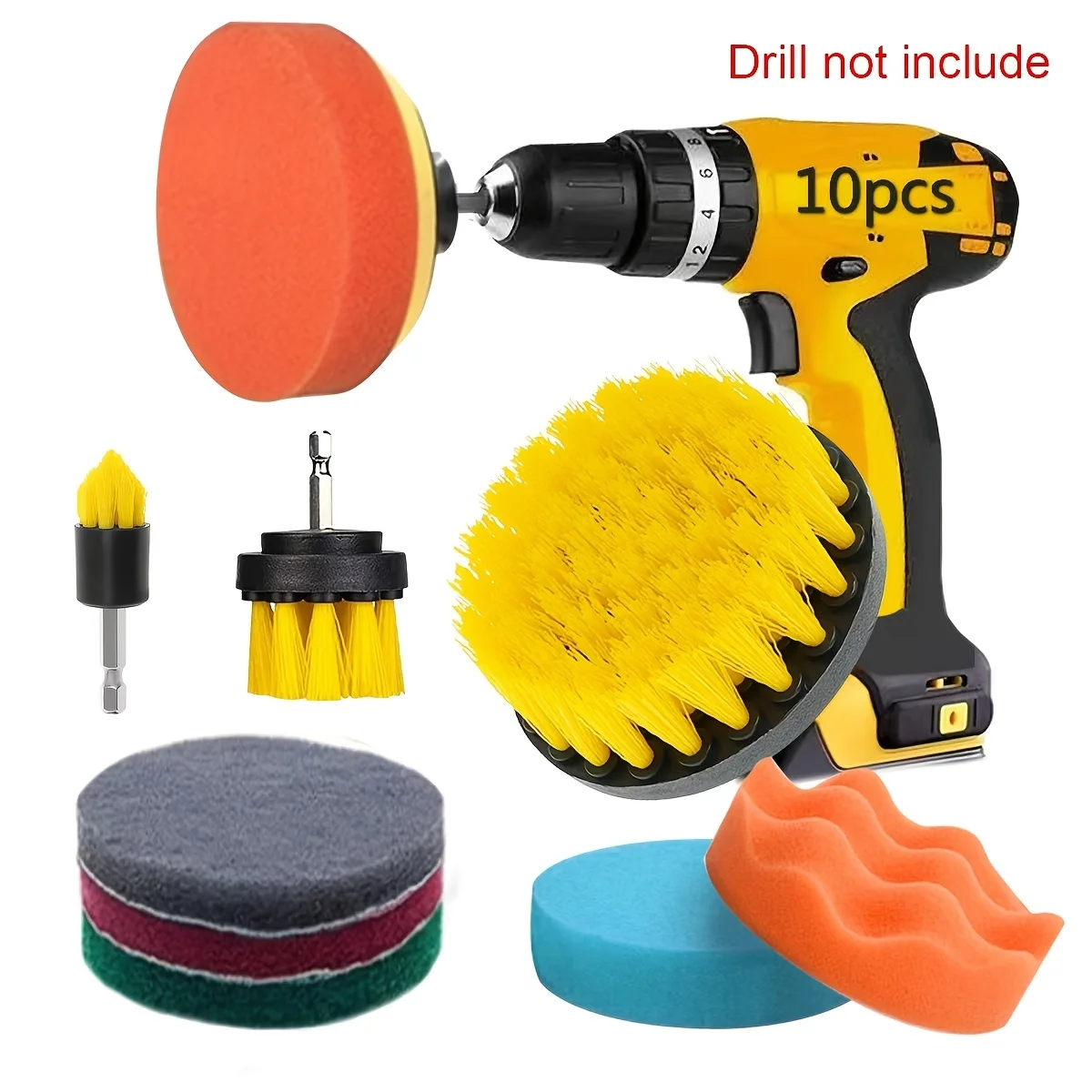 10-teiliges Bohrer-Reinigungsbürsten-Set mit Verlängerungsstangen-Aufsätzen, zum Reinigen von Badewannen, Duschfliesen, Badezimmer- und Küchenoberflächen
