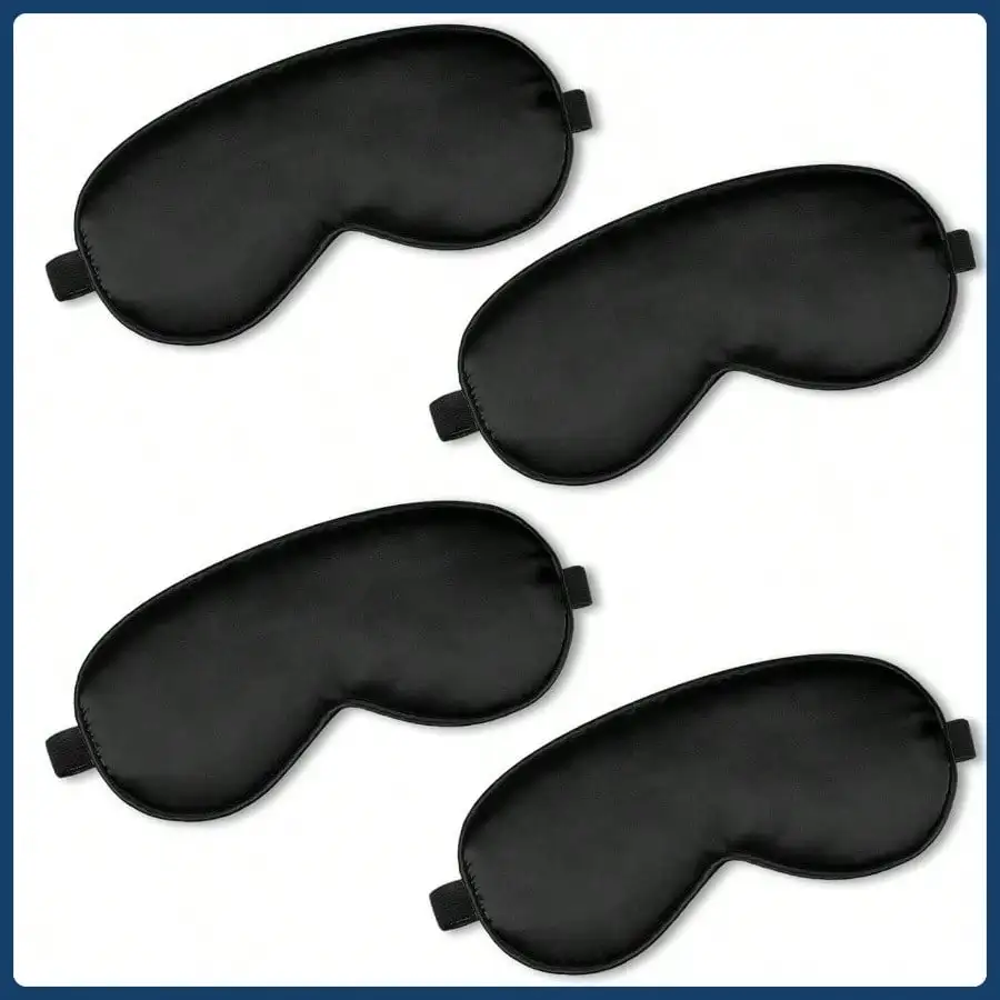 

Комплект из 4 шелковых масок для сна, гладкие мягкие атласные маски для глаз с регулируемыми ремнями, затемняющие расслабляющие маски для сна и путешествий