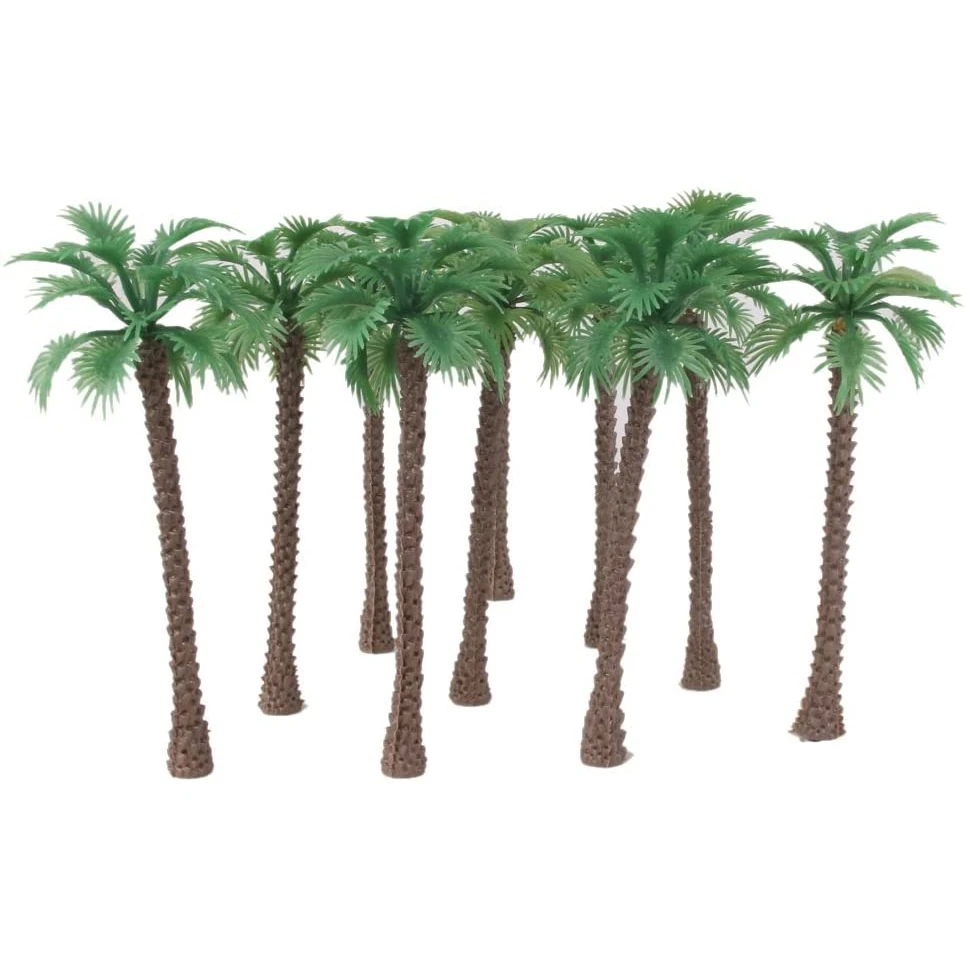 40 peças modelo de palmeira de coco árvores/modelo de cenário plástico layout artificial floresta tropical diorama lzb