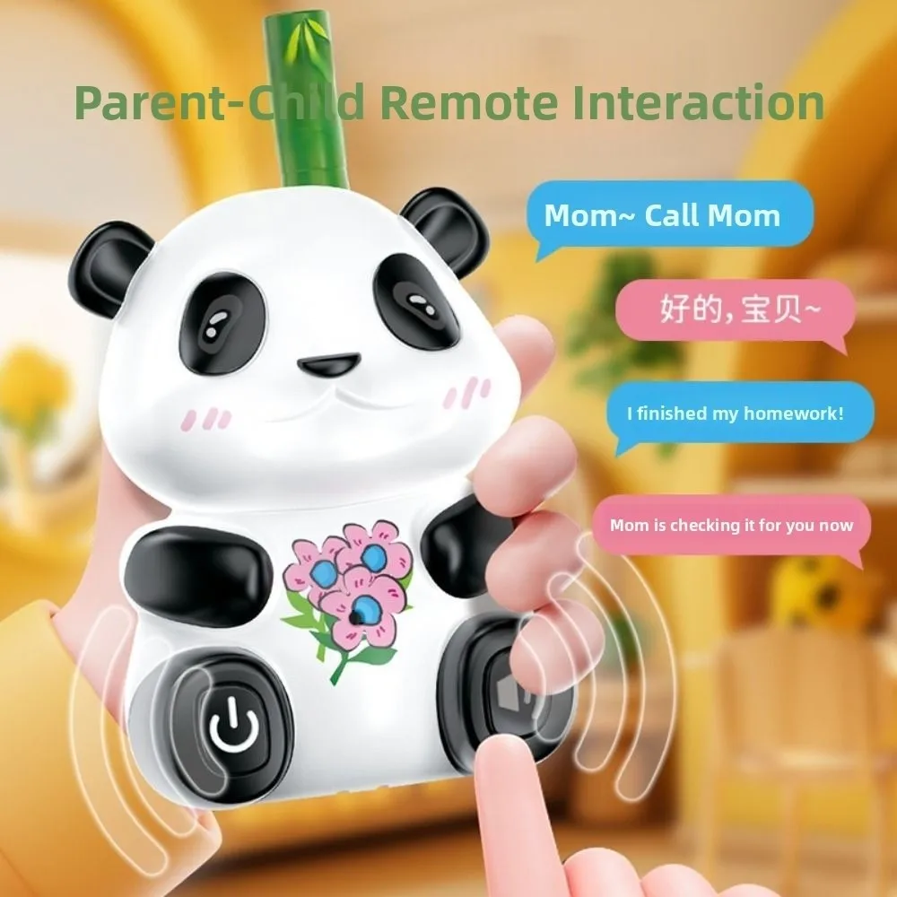 2 pçs panda crianças walkie talkie brinquedos dos desenhos animados sem radiação portátil sem fio walkie-talkies alimentado por bateria com corda de pendurar