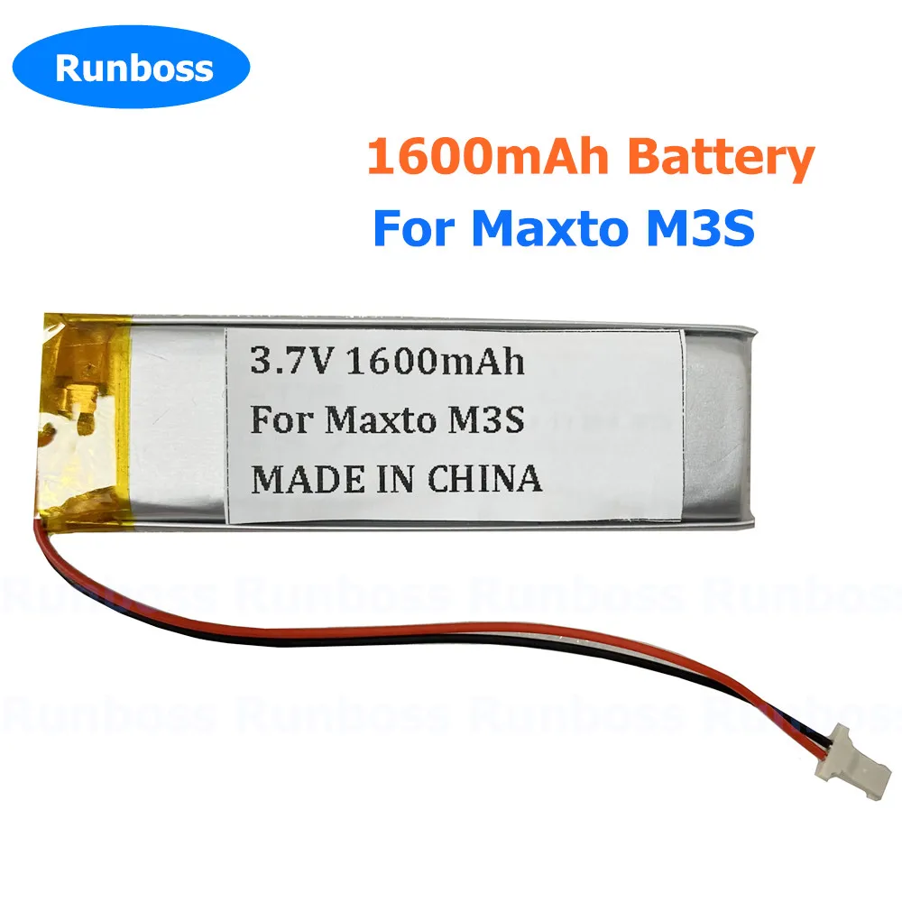 Akumulator litowo-polimerowy wymienny akumulator 3,7 V 1600 mAh do rejestratora motocyklowego Maxto M3 M3S