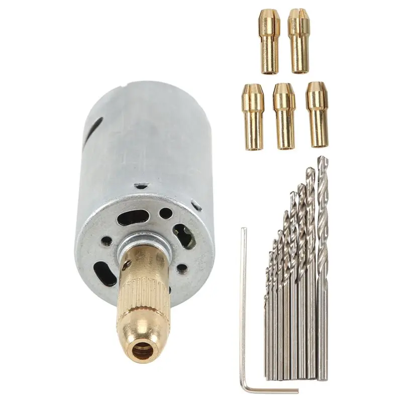 

N96R Mini Electric Hand Drill Bit Set DC 12V Motor 0.5-3Mm HSS Twist Drill Bit With 5Pcs Chuck Collets Fits Drilling Hole Saw
