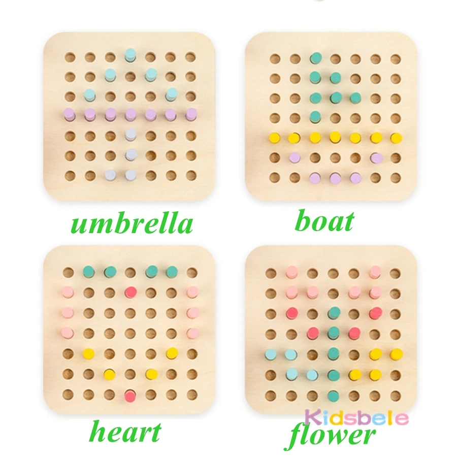 Montessori forma de madeira número correspondência bloco de construção brinquedos 5 em 1 cor fruta cognição brinquedo de pesca habilidade motora fina jogo de tabuleiro