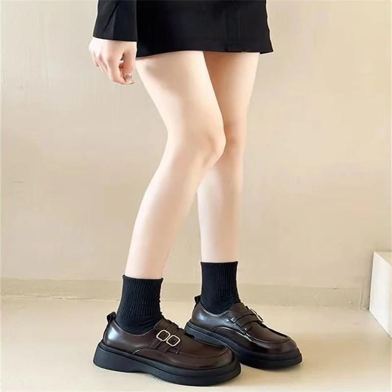 2026 Trending Spring Autumn British Style Platform Loafers, Casual Versatile Hook-and-Loop Elevated Shoes for Women