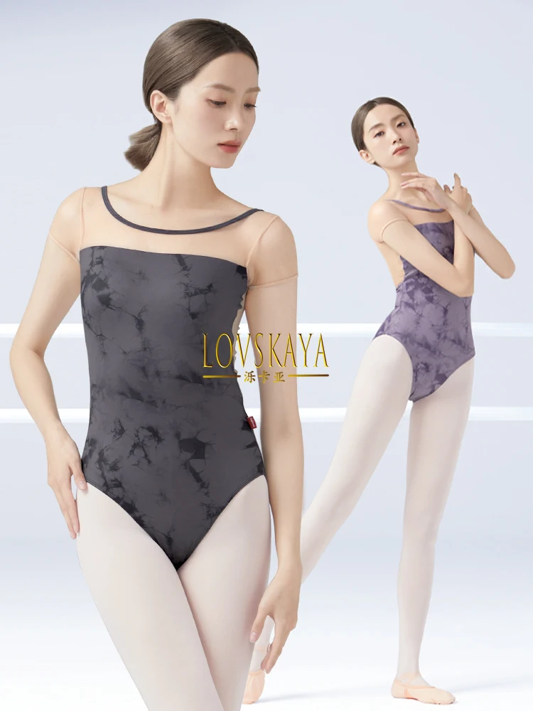 Ballet suit summer short-sleeved printed body suit one-piece practice