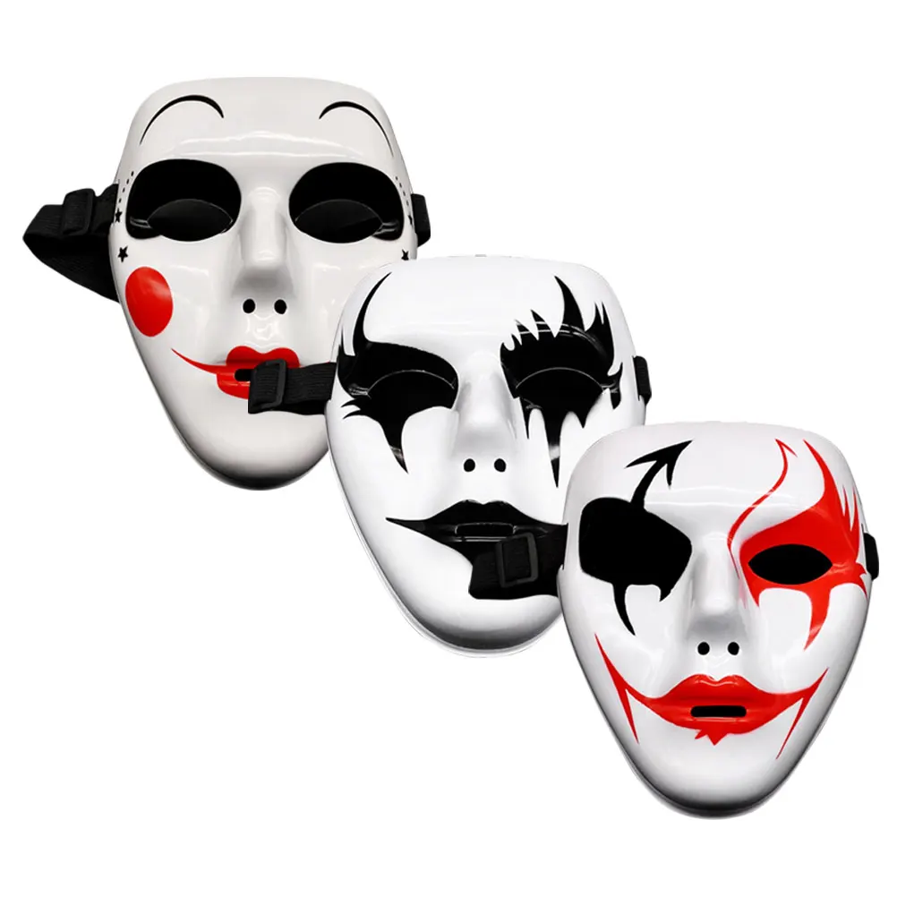 

3pcs Hand Painted Comfortable Cosplay Halloween Masks for Adults Parties Masquerade Decor Plastic Face Masks Stage Role Play
