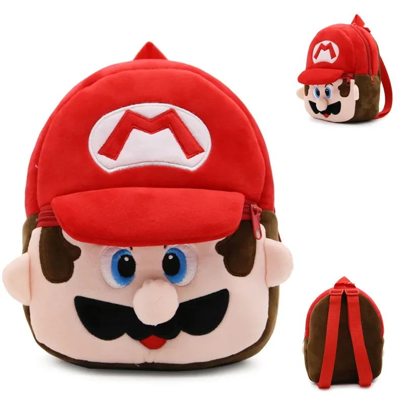 Super Mario Children's Backpack Cartoon Cute Mario Action Figures 1-3 Years Old Plush Schoolbag Kids Cartoon Peripheral Toy Gift