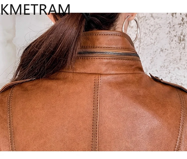 Strato superiore al 100% di giacca di pelle di pecora Donna Giacche vintage in vera pelle Donna Capispalla da moto Abiti autunnali 2025✖жанка