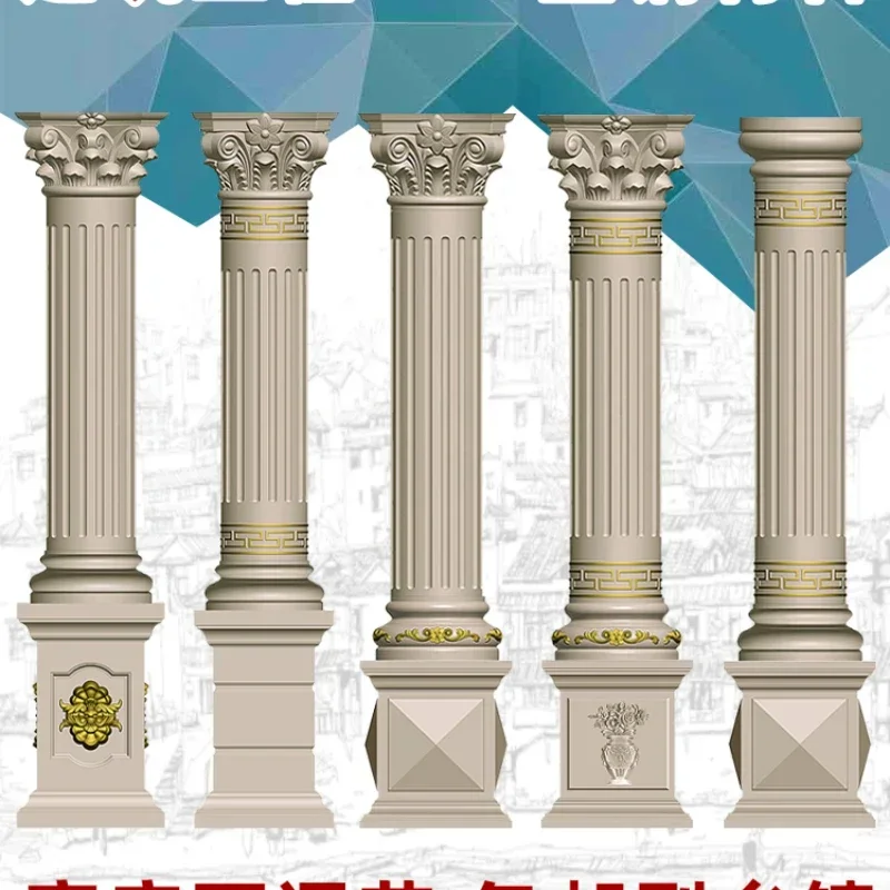 Roman Column Mould Villa Model Decorative Cement Column Construction Concrete Plastic Thickened Formwork
