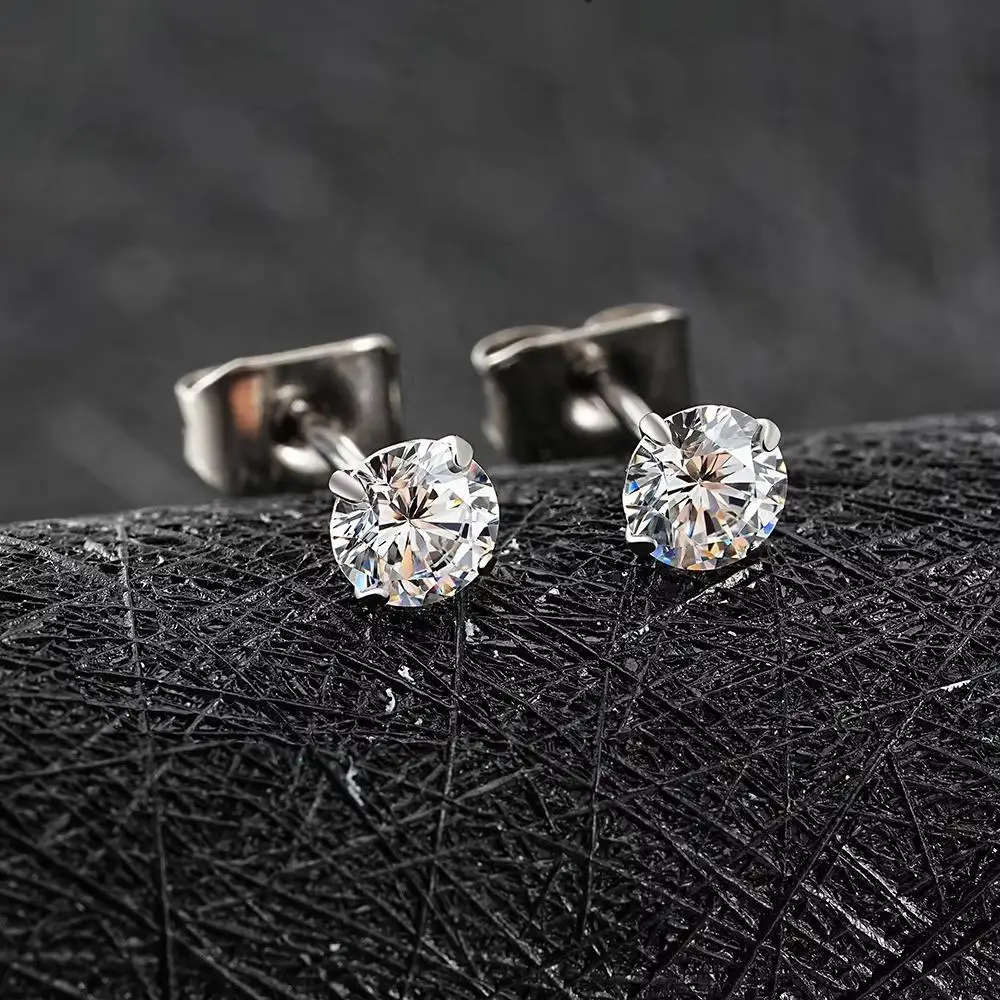 1 Pair ASTM F136 Titanium 3/4/5/6mm CZ Stud Earrings 20G Minimalist Daily Wedding Cartilage Helix Tragus Piercing Jewelry