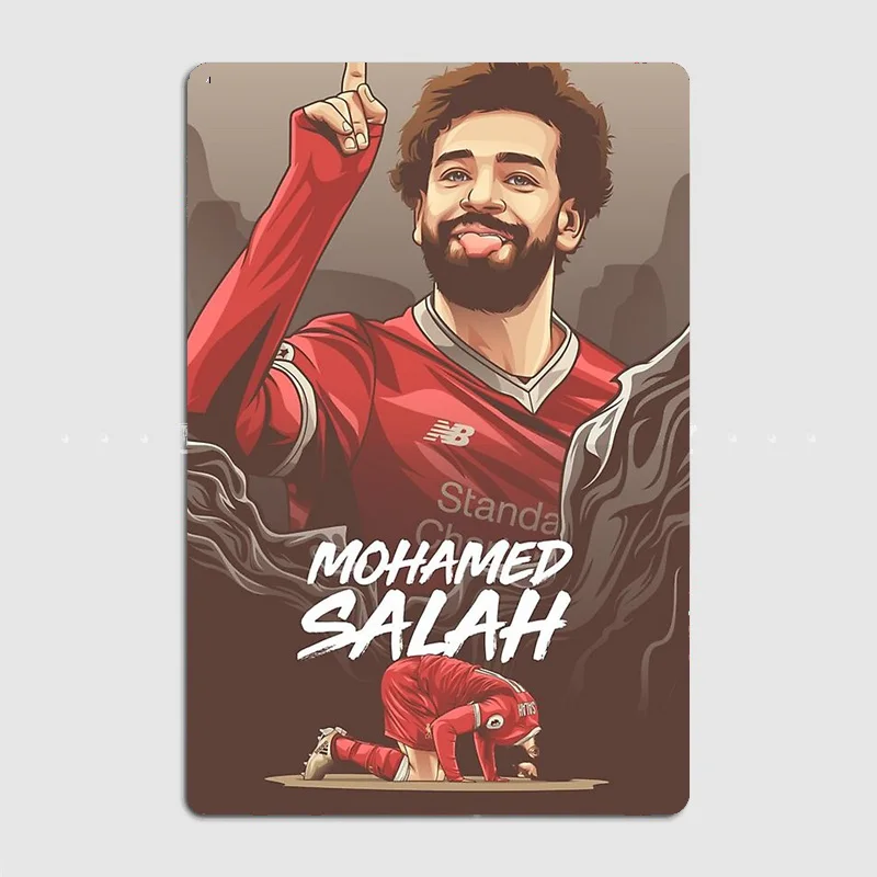 Mohamed Salah Football Player Metal Poster Sign Wall Bar Club Vintage Club Indoor Posters Wall Room Decoration Home Decor