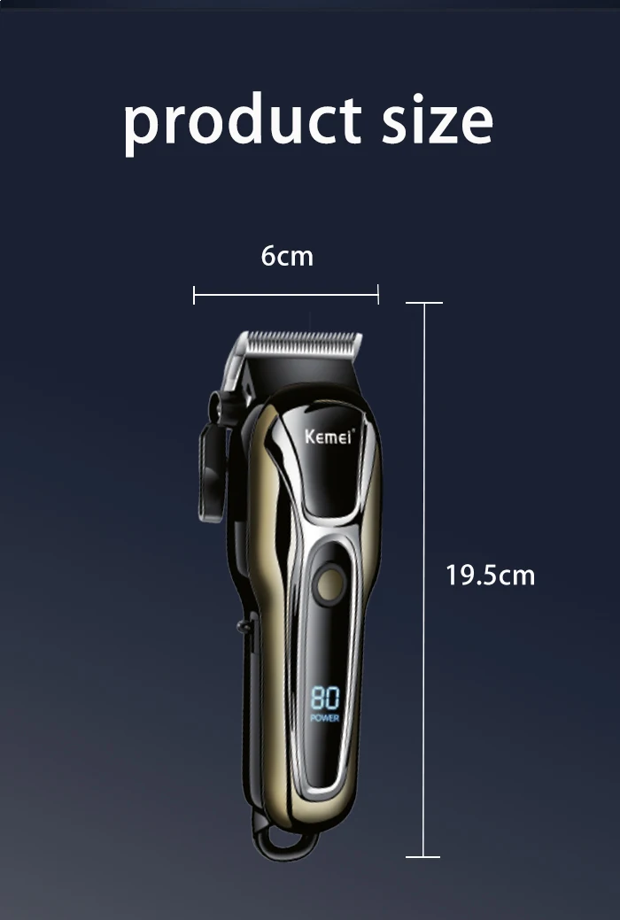 Kemei PG1990A wiederaufladbare Haarschneidemaschine oder Grenzkämme, professioneller kabelloser Herren-Haarschneider, Herren-Haarschneidemaschine, Friseur – Detail 9