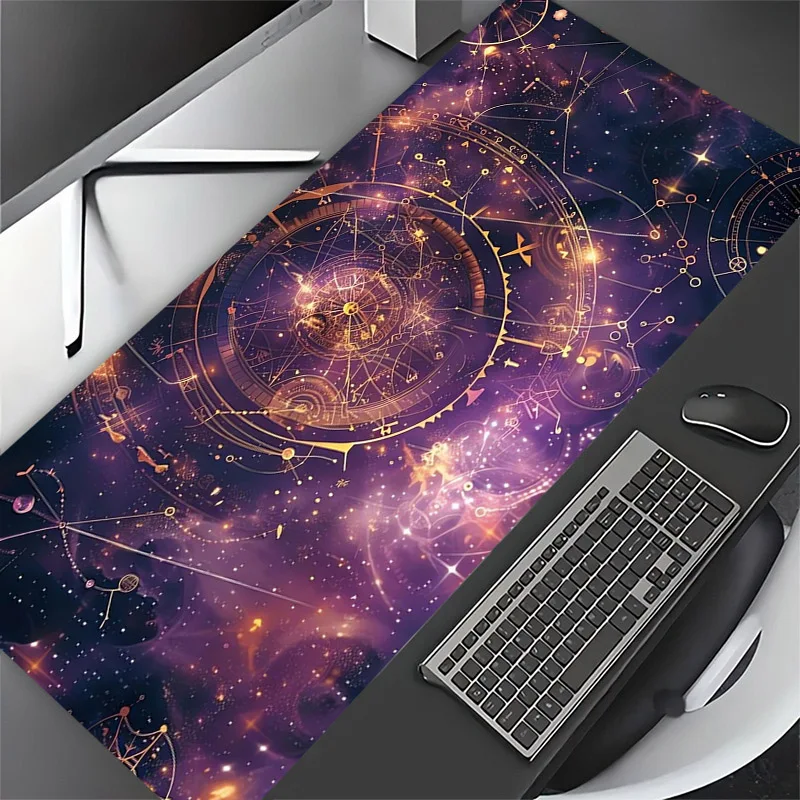 

Charming Oversized Purple Card Moon and Stars Gaming Mouse Pads, Anti-slip Durable Table Pad, Suitable for Gamers and Office Use