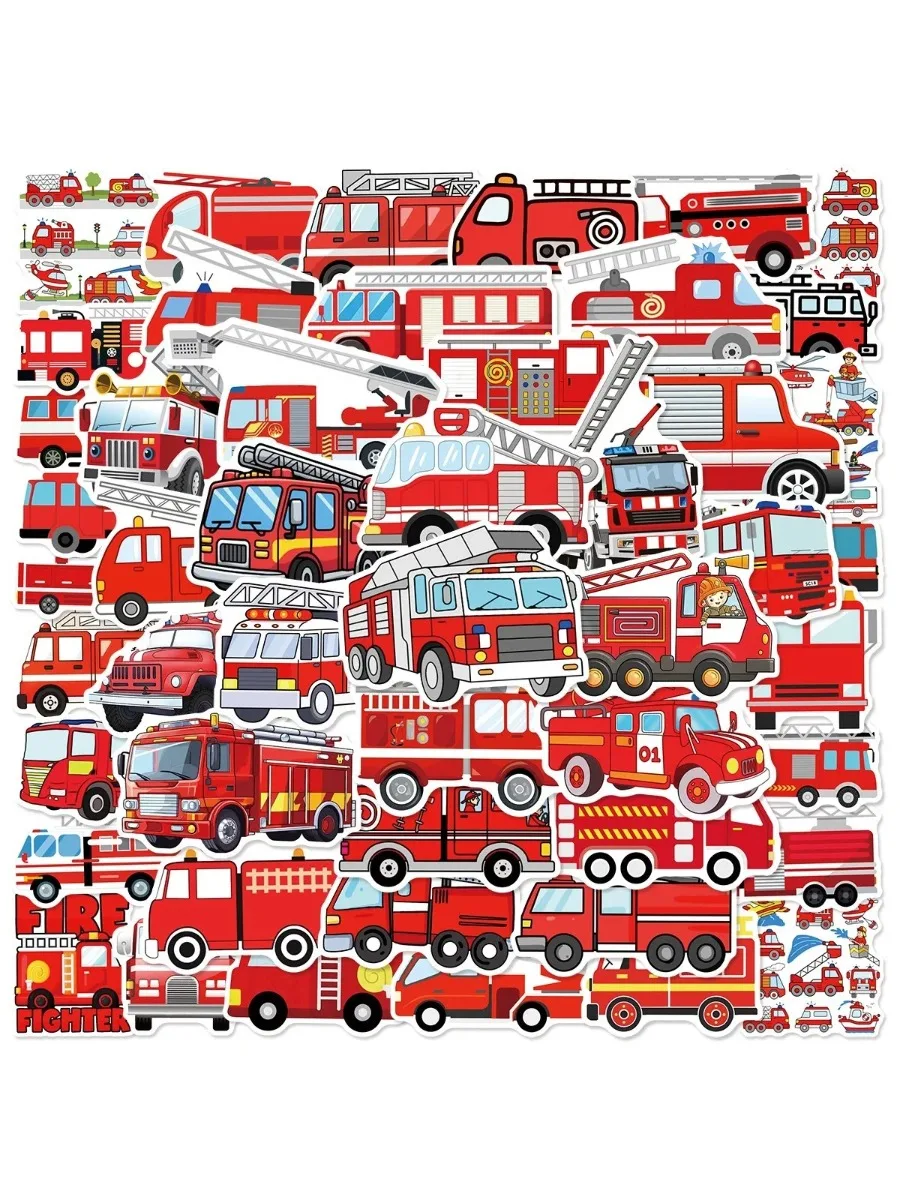 AliExpress NONE 50Pcs Cool Red Fire Truck Graffiti Stickers Waterproof Kids Toys DIY Suitcase Fridge Laptop Guitar Car Bike Decals Decoration