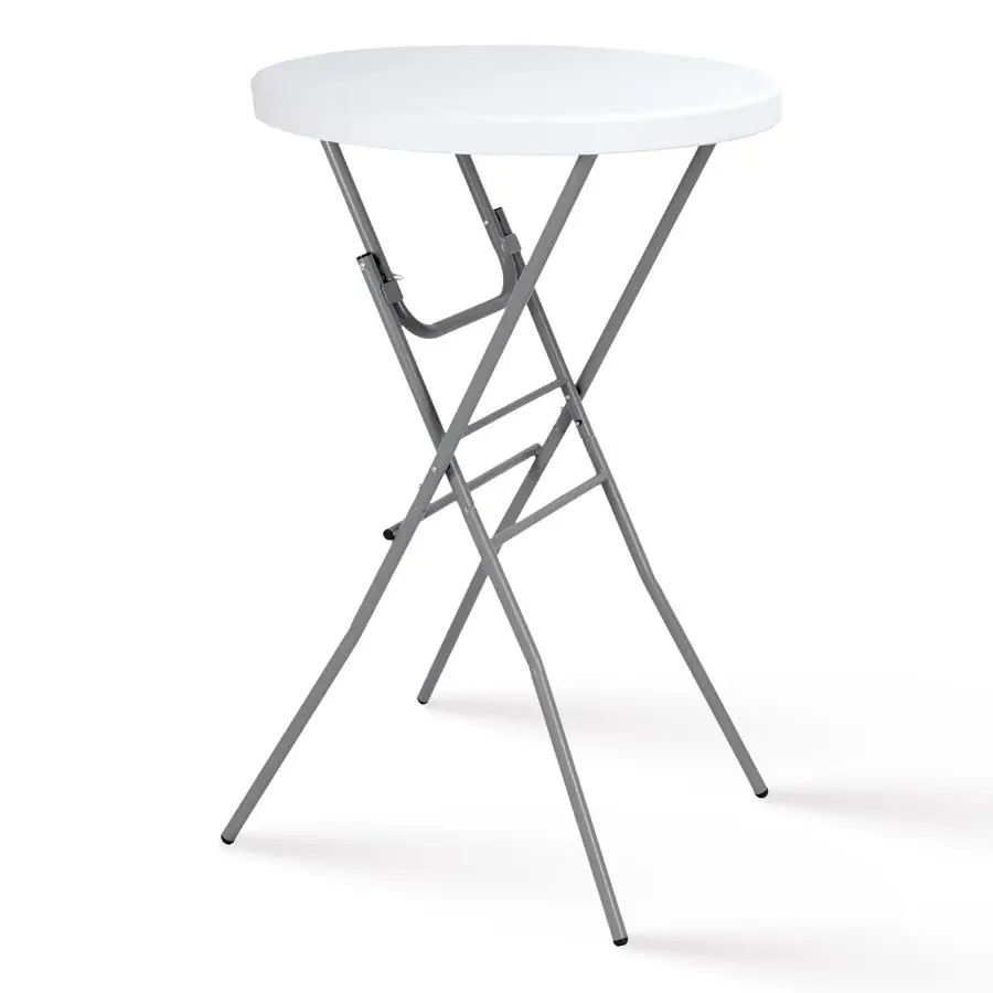 

28in Cocktail Table White High Top Folding, Round Portable Bar Height Folding Table with Removable Legs, Indoor Outdoor Banquet