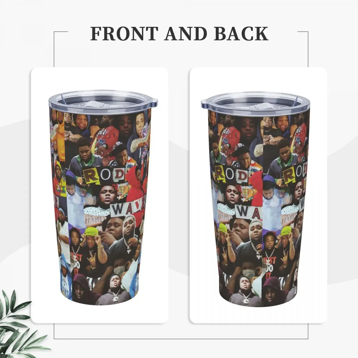 Rod Wave Rapper Insulated Tumbler with Lid Vintage Collage Stainless Steel Coffee Mugs Office Home Thermos Bottle Cups 20oz