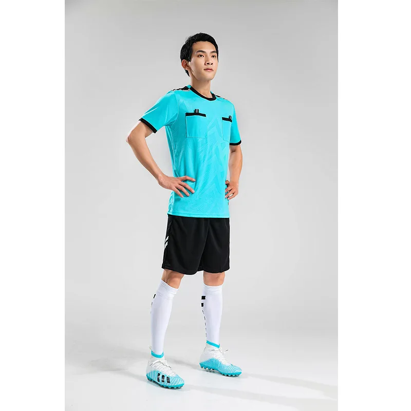 Quick-Dry Soccer Referee Uniform Set for Men, Custom-Printed Team Uniforms, Adult Referee Jerseys