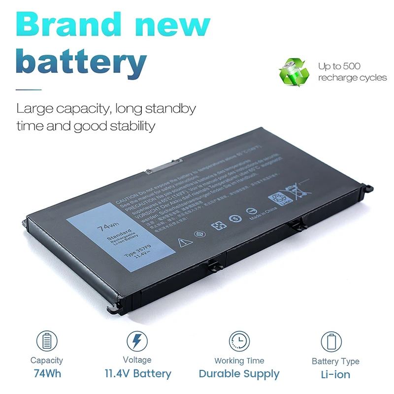 SOMI 74Wh 357F9 Laptop Battery For Dell Inspiron 15 7000 Gaming 5576 5577 7557 7559 7566 7567 7759 P57F P65F 0GFJ6 71JF4 11.4V