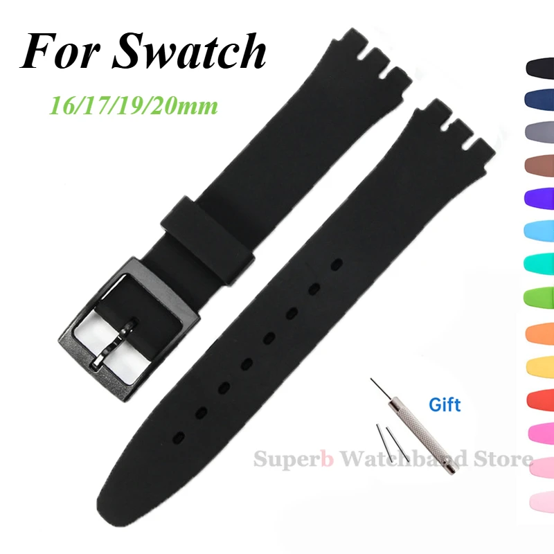 Silicone Watch Band for Swatch 17mm 19mm 20mm 16mm Colorful Rubber Strap Replacement Bracelet Men Women Accessories with Tool
