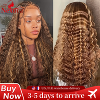 Deep Wave 360 Full Lace Wig Human Hair Invisible Strap Curly P4/27 Highlight Hd Lace Front Wig Brazilian Water Wave Human Hair