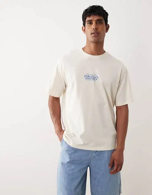 Oversized T-shirt with Paradise Print in White High-end Luxury Unisex Style Both of Men and Women view 3