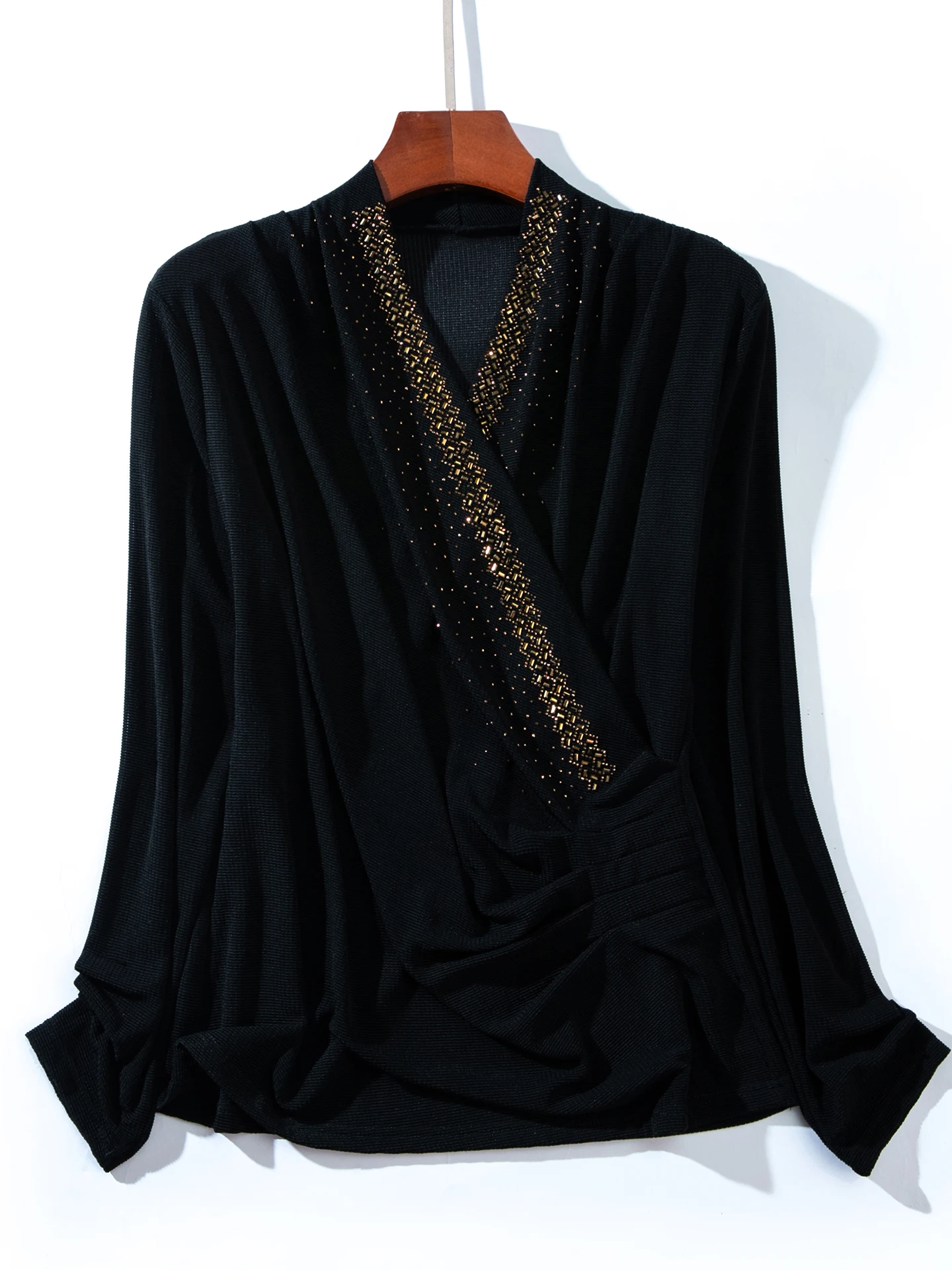 

Женский топ Sexy Cross Fashion — молодой и модный осенний новый стиль, элегантная элитная рубашка с эластичной подошвой для старения женщин