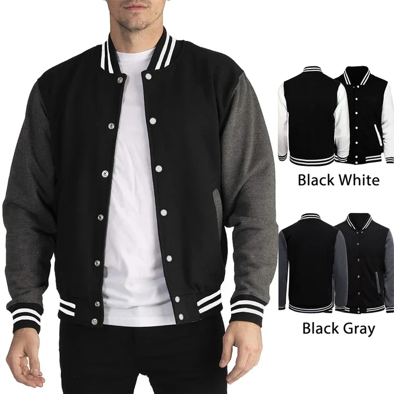 Black Gray White Solid Color Jacket Loose Oversized S-5XL Clothes Couple Baseball Clothes Street Coat Warm Fleece Soft Jackets